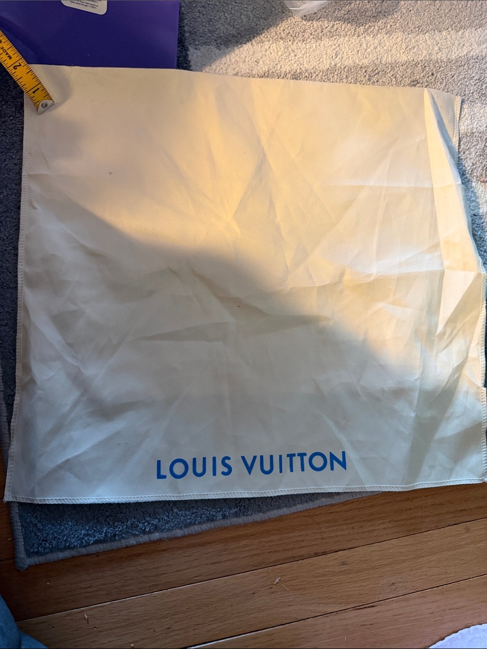 Louis Vuitton Cream and Blue Logo Dust Bag